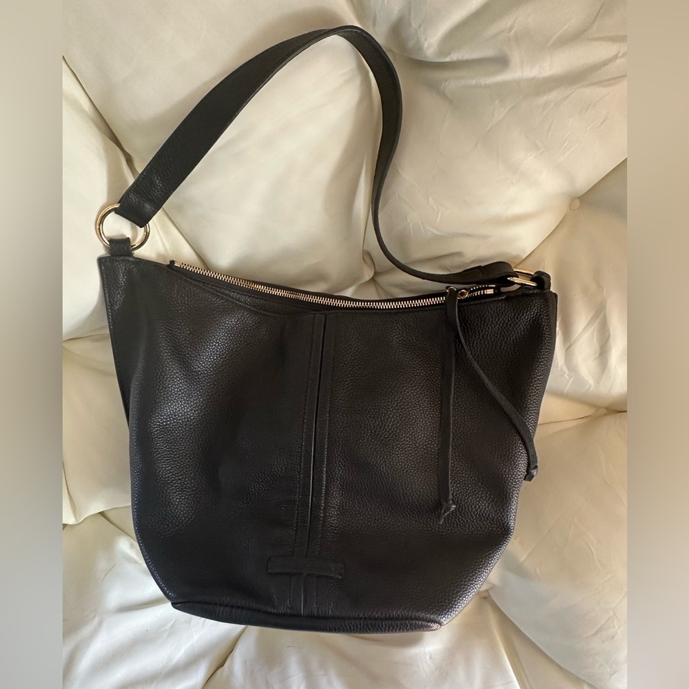 Vince Camuto pebbled leather black purse with gold tone hardware